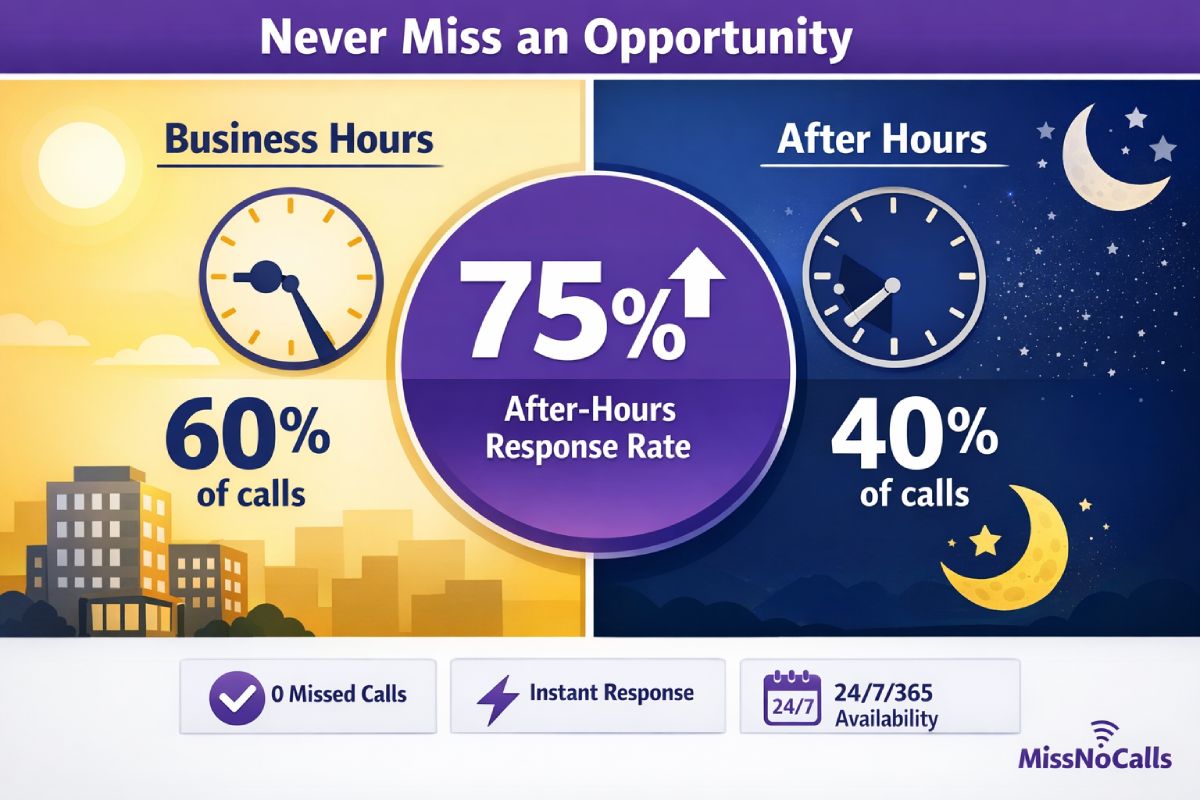 24/7 AI answering service showing 75% increase in after-hours call response